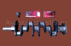 Вал коленчатый с вкладышами (коренные и шатунные) и храповиком.