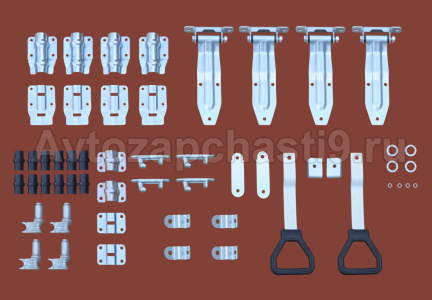 Фурнитура дверей для фургонов (ручки ДЕЛЬТА + 4 петли 252 мм) d=22