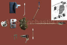 Комплектующие передней левой двери Газель (фурнитура с тягами)